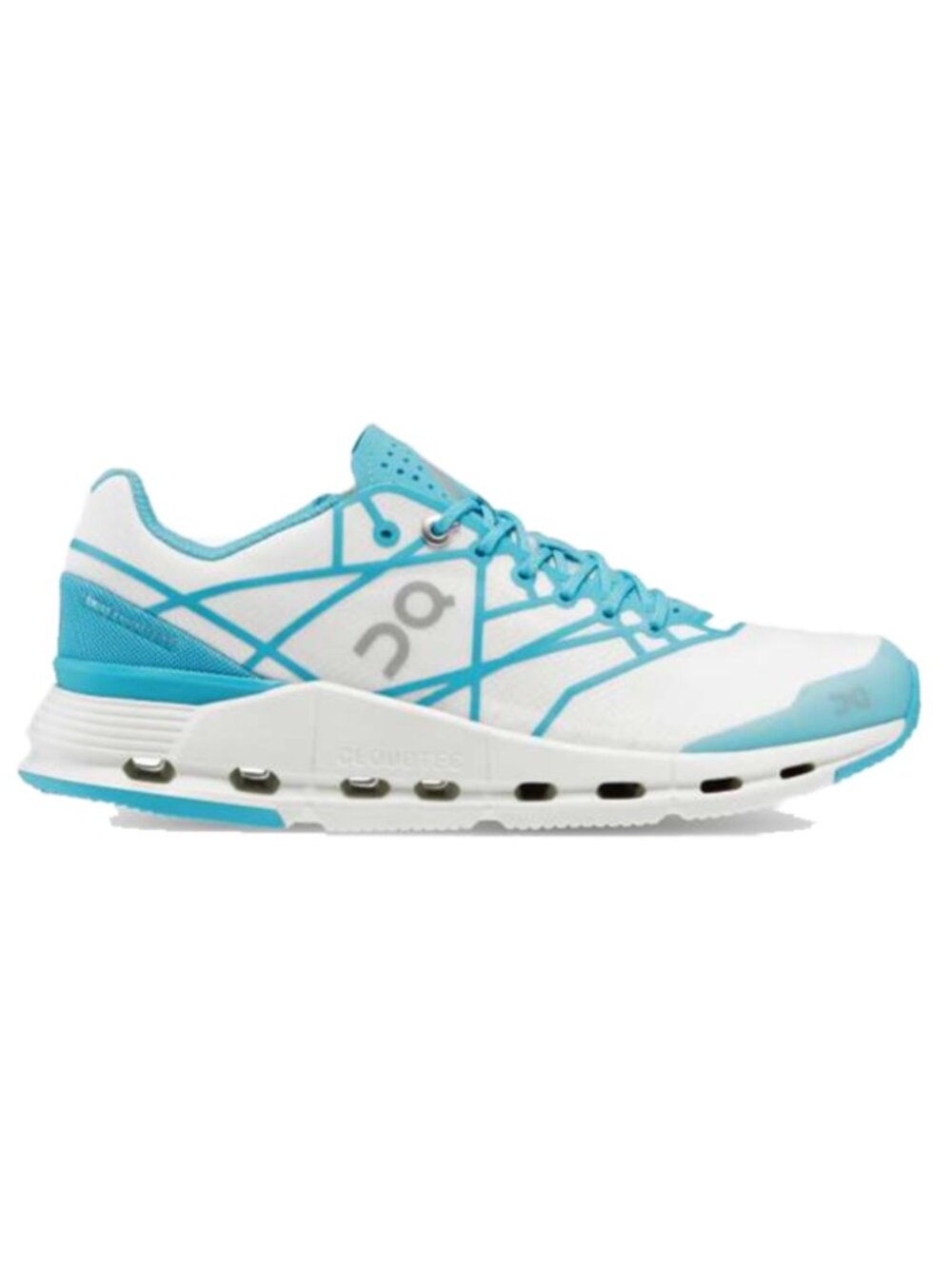 On Running Women's Cloudnova Z5 Sneakers Shoes in White/Cyan Size 7